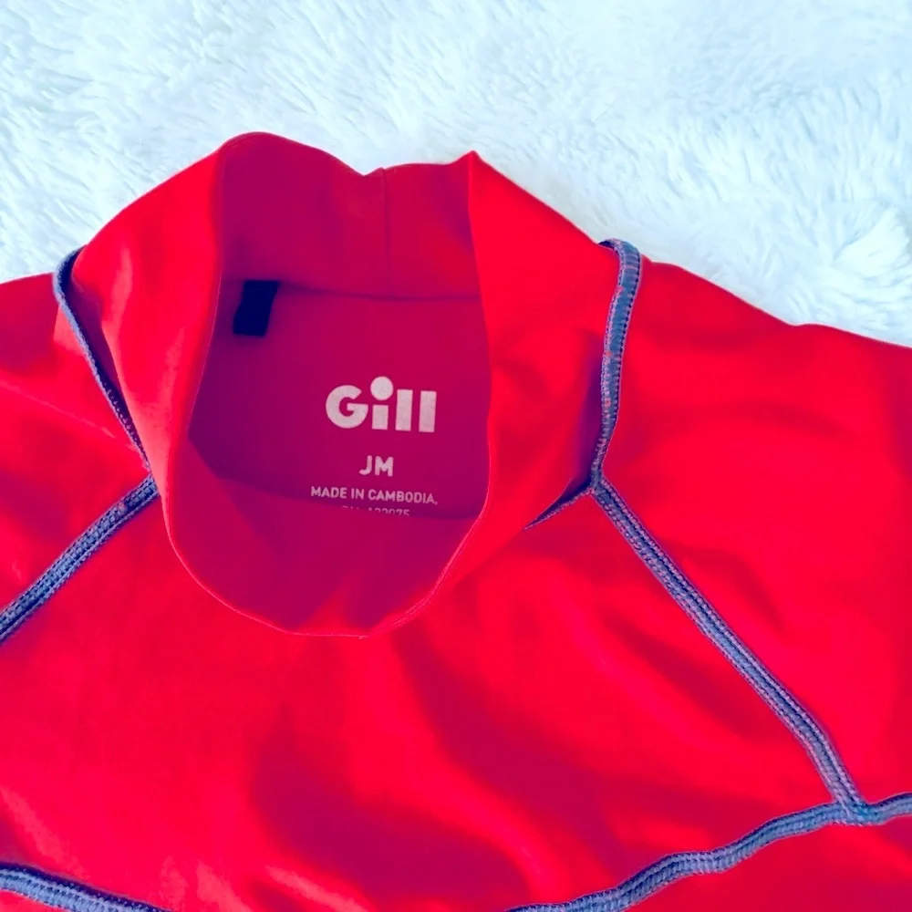 Gill Long Sleeve Rashguard Shirt, Red and Blue, Girls M